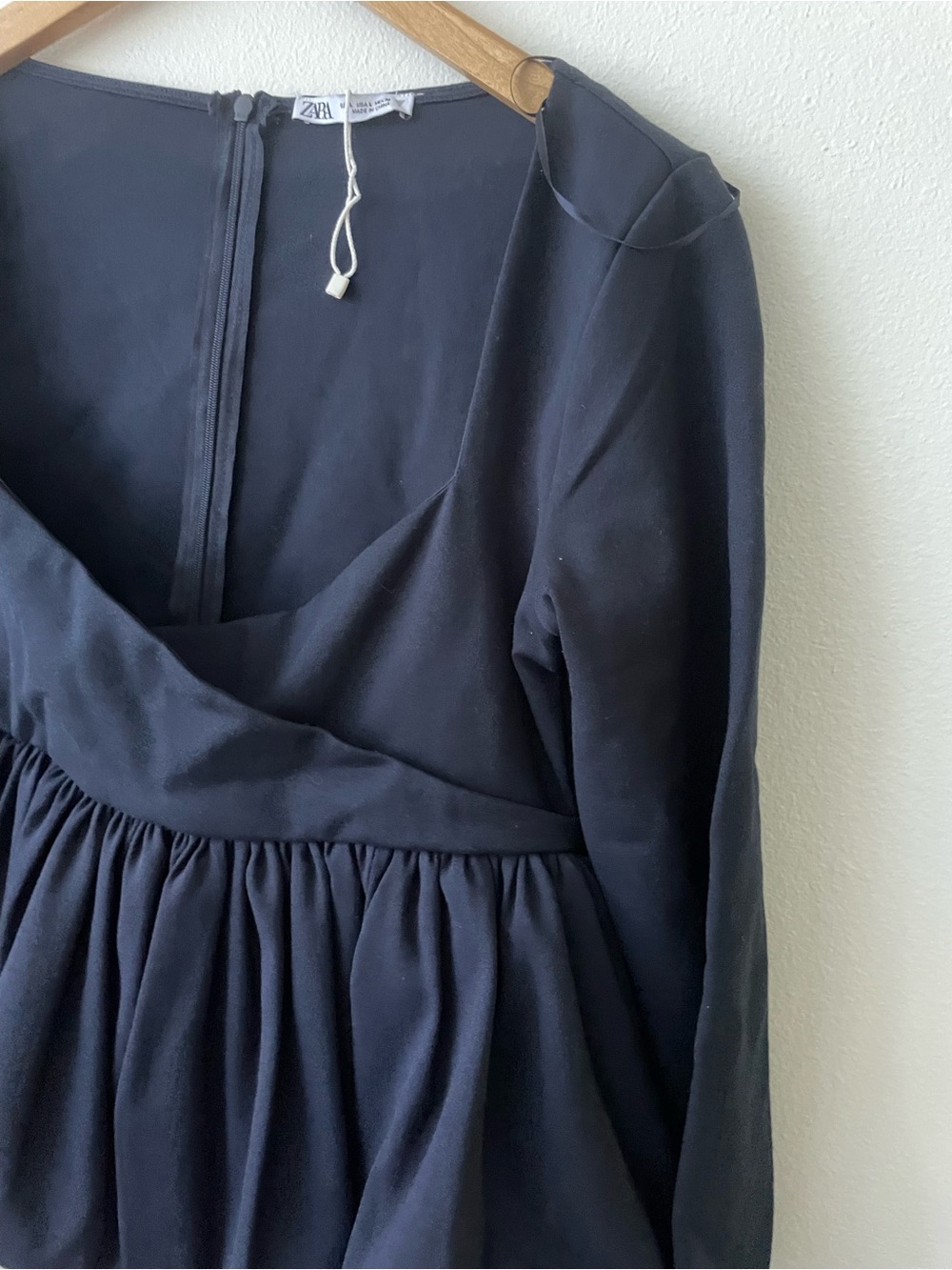 Zara navy long sleeve peplum top - Picture 8 of 10